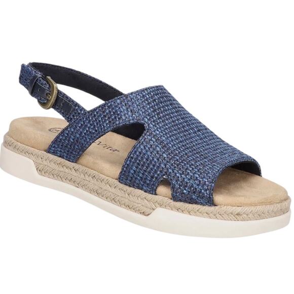 Bella Vita Women Bella Vita Women\'s Kato Espadrille Woven Slingback Sandals Navy Blue Size 8